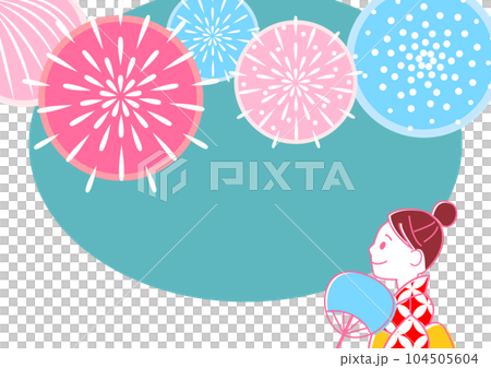 花火を見る女性のイラスト 花火を見る女性のイラスト 104505604