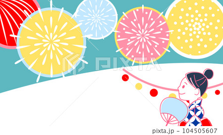 花火を見る女性のイラスト 花火を見る女性のイラスト 104505607