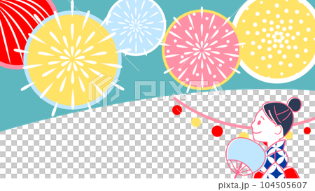 花火を見る女性のイラスト 花火を見る女性のイラスト 104505607