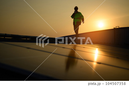 Professional engineer technician with safety helmet checking system 104507358