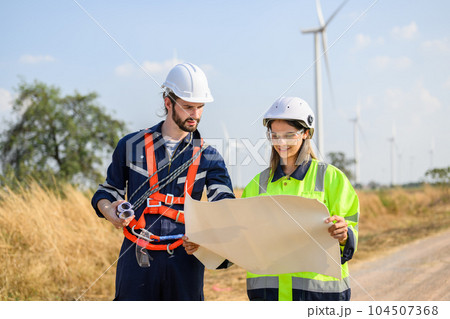 Engineer working with confident. Worker outdoor working. Mega project construction. 104507368