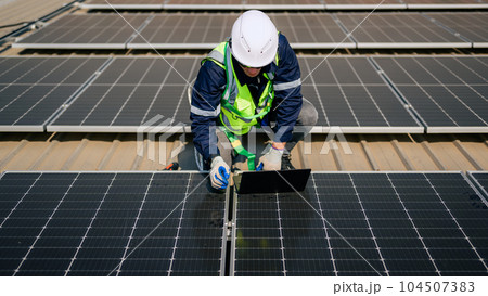 Professional engineer technician with safety helmet checking system Professional engineer technician with safety helmet checking system 104507383