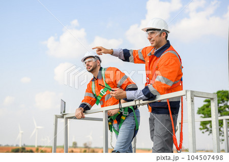 Engineer working with confident. Worker outdoor working. Mega project construction. 104507498