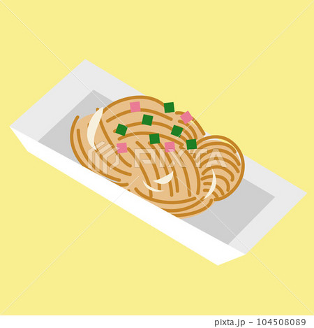 トレーに乗った焼きそばのイラスト 104508089