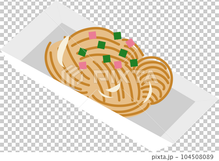 トレーに乗った焼きそばのイラスト 104508089