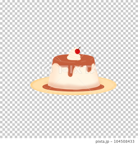 Pudding chocolate with whiped cream and cherry on top Pudding chocolate with whiped cream and cherry on top 104508433