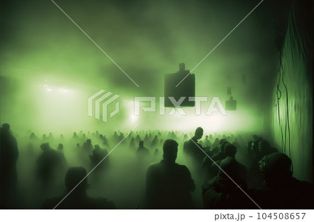 Dreamy silhouette crowd dancing in nightclub 104508657