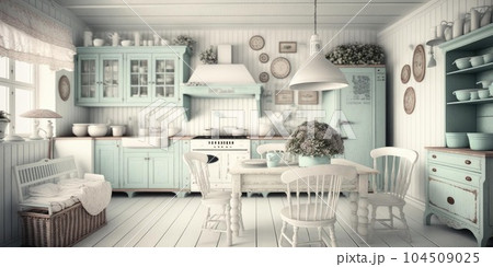 contemporary compact design of modern kitchen in stylish home 104509025