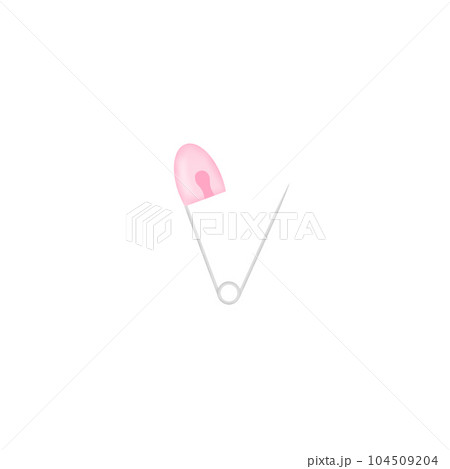 Baby pin for diapers icon, pink baby pin 104509204