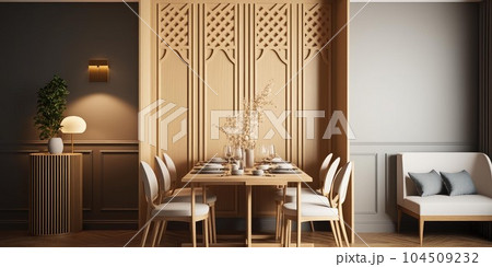 interior of luxury dining room with elegant...のイラスト素材 [104509232] - PIXTA