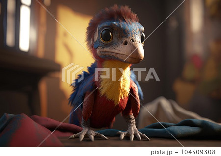 Cute baby dinosaur cartoon character design art 104509308