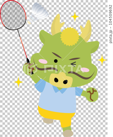 可愛的龍打羽毛球 104509692
