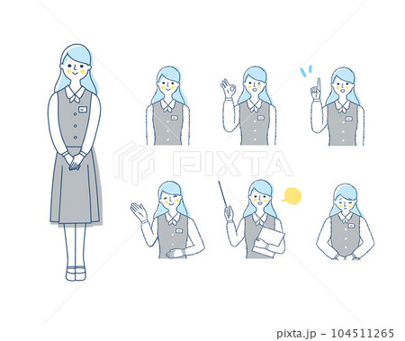案内係の女性の表情_h19　バリエーションセット 104511265