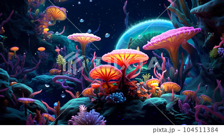 地球外惑星の未知の植物「AI生成画像」 104511384