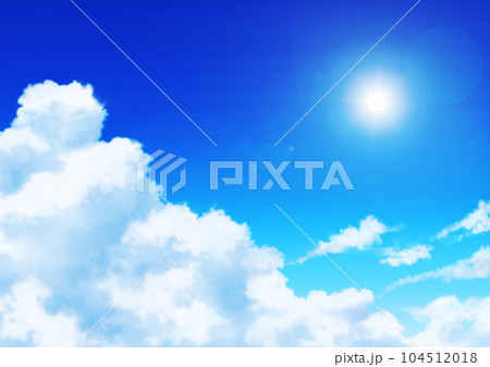 青空と入道雲と太陽 104512018