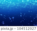 水中の波紋と気泡 104512027