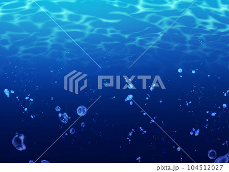 水中の波紋と気泡 104512027
