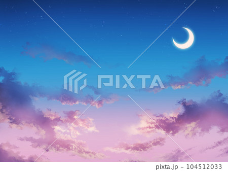 月空と雲とサンセット 104512033