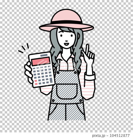 一位農婦站著拿著計算器給我們看 104512877