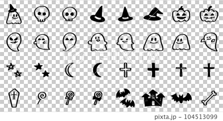 Illustration material: Hand-drawn simple cute Halloween illustration set Illustration material: Hand-drawn simple cute Halloween illustration set 104513099