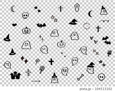 Illustration material: Hand-drawn simple cute Halloween illustration set Illustration material: Hand-drawn simple cute Halloween illustration set 104513102