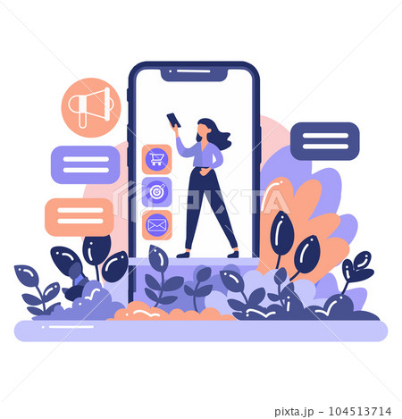 Smartphone and business in UX UI flat style Smartphone and business in UX UI flat style 104513714
