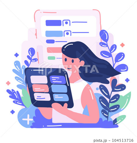 Smartphone and business in UX UI flat style Smartphone and business in UX UI flat style 104513716