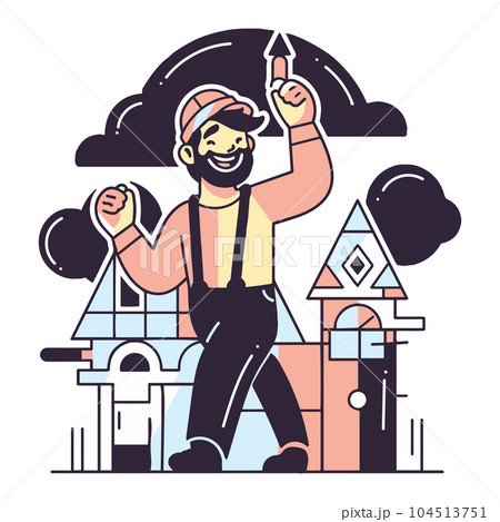Hand Drawn carpenter character in flat style Hand Drawn carpenter character in flat style 104513751