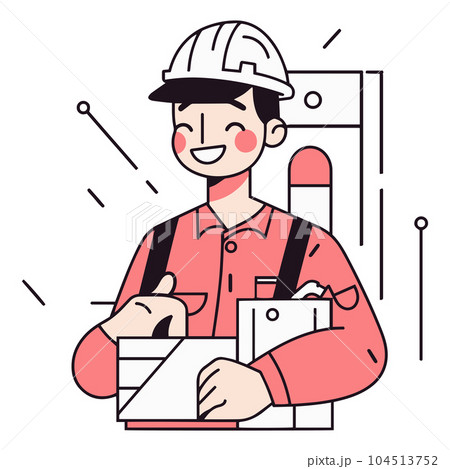 Hand Drawn carpenter character in flat style Hand Drawn carpenter character in flat style 104513752