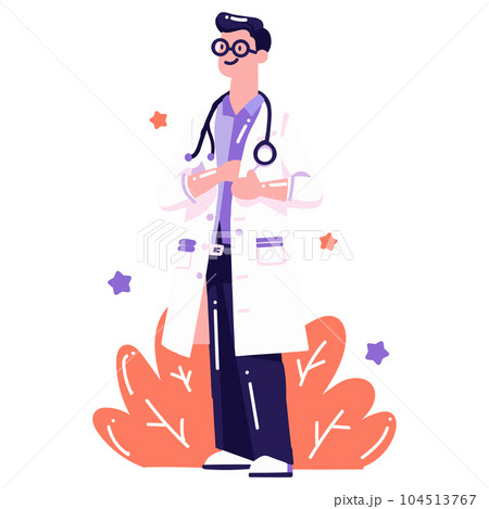 Hand Drawn doctor character in flat style 104513767