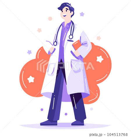 Hand Drawn doctor character in flat style 104513768