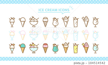 アイスクリームデザートのアイコンセット 104514542