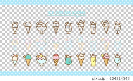 冰淇淋甜點圖標集 104514542