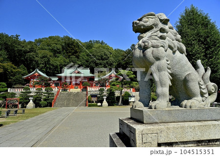 足利織姫神社の社殿に狛犬 104515351