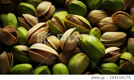 Fried salted pistachios texture, Roasted salted pistachio nuts, top view. Fried salted pistachios texture, Roasted salted pistachio nuts, top view. 104516278