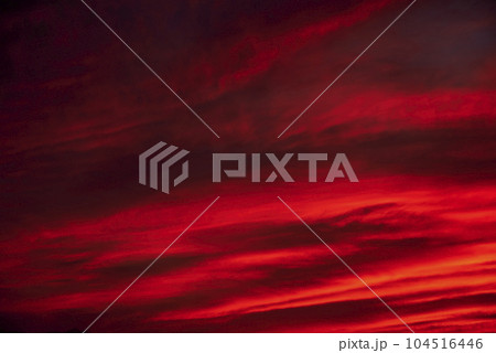 A sunset heaven, orange sky. Sun Rays 104516446