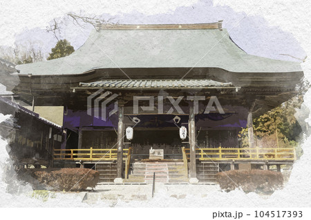 水彩画風　日応寺　本堂　岡山県岡山市 104517393