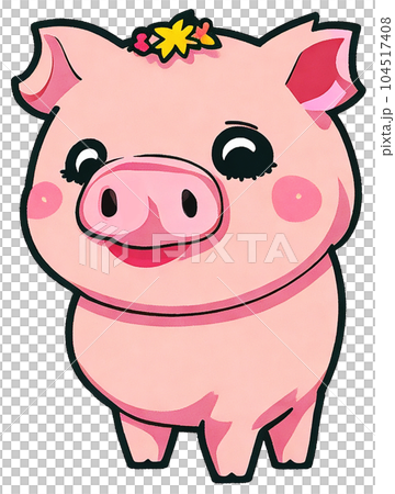 cartoon cute pink fat pig 104517408