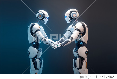 人型ロボット同士の握手(生成AI) 人型ロボット同士の握手(生成AI) 104517462