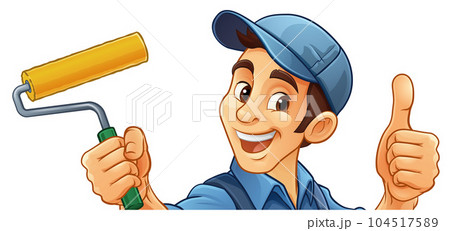 Painter Decorator Paint Roller Cartoon Handy Man Painter Decorator Paint Roller Cartoon Handy Man 104517589