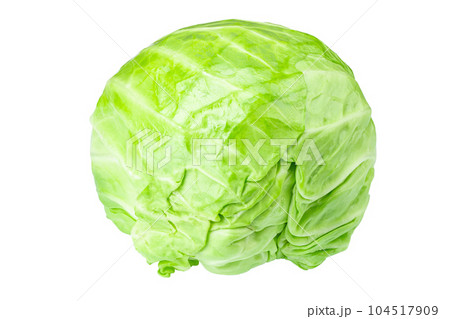 Ripe young green cabbage isolated on white background close up. File contains clipping path. Ripe young green cabbage isolated on white background close up. File contains clipping path. 104517909