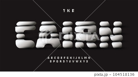 Stack Pebble alphabet, zen-inspired letters, tranquil and calm font for meditation, massage, spa logo, headline, harmony typography, modern typographic design. Vector typeset Stack Pebble alphabet, zen-inspired letters, tranquil and calm font for meditation, massage, spa logo, headline, harmony typography, modern typographic design. Vector typeset 104518136