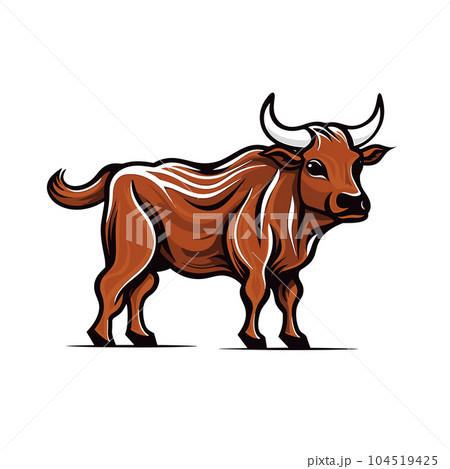 Bull hand-drawn illustration. Bull. Vector doodle style cartoon illustration Bull hand-drawn illustration. Bull. Vector doodle style cartoon illustration 104519425