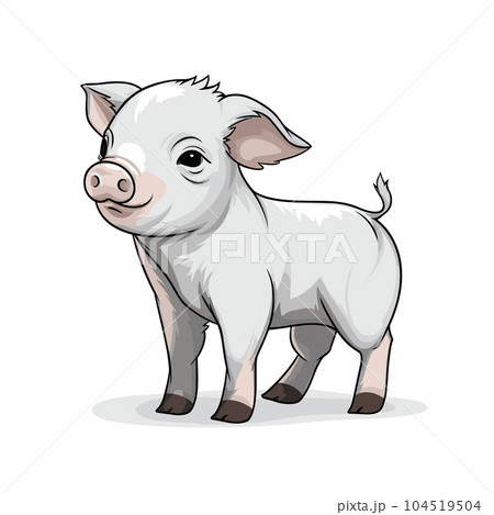 Pig hand-drawn illustration. Pig. Vector doodle style cartoon illustration Pig hand-drawn illustration. Pig. Vector doodle style cartoon illustration 104519504