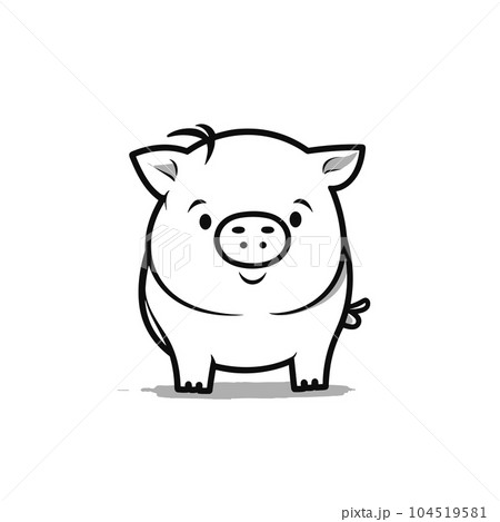Pig hand-drawn illustration. Pig. Vector doodle style cartoon illustration Pig hand-drawn illustration. Pig. Vector doodle style cartoon illustration 104519581