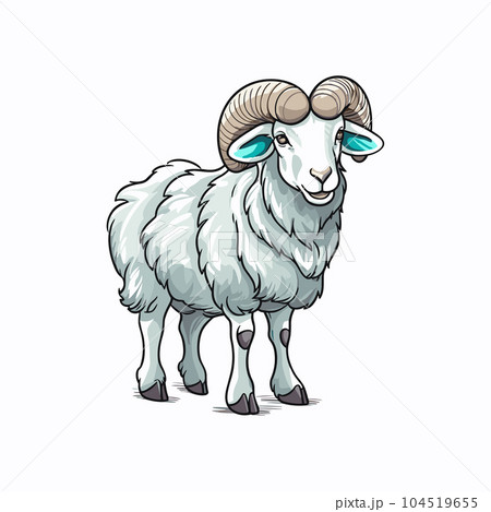 Ram hand-drawn illustration. Ram. Vector doodle style cartoon illustration 104519655