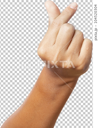 Hand showing mini heart sign. Hand showing mini heart sign. 104520304