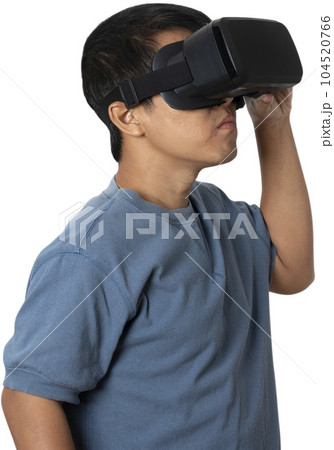 man wearing VR Headset. 104520766