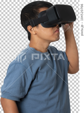 man wearing VR Headset. 104520766