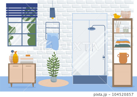 Modern bathroom interior. Flat design style vector illustration. 104520857